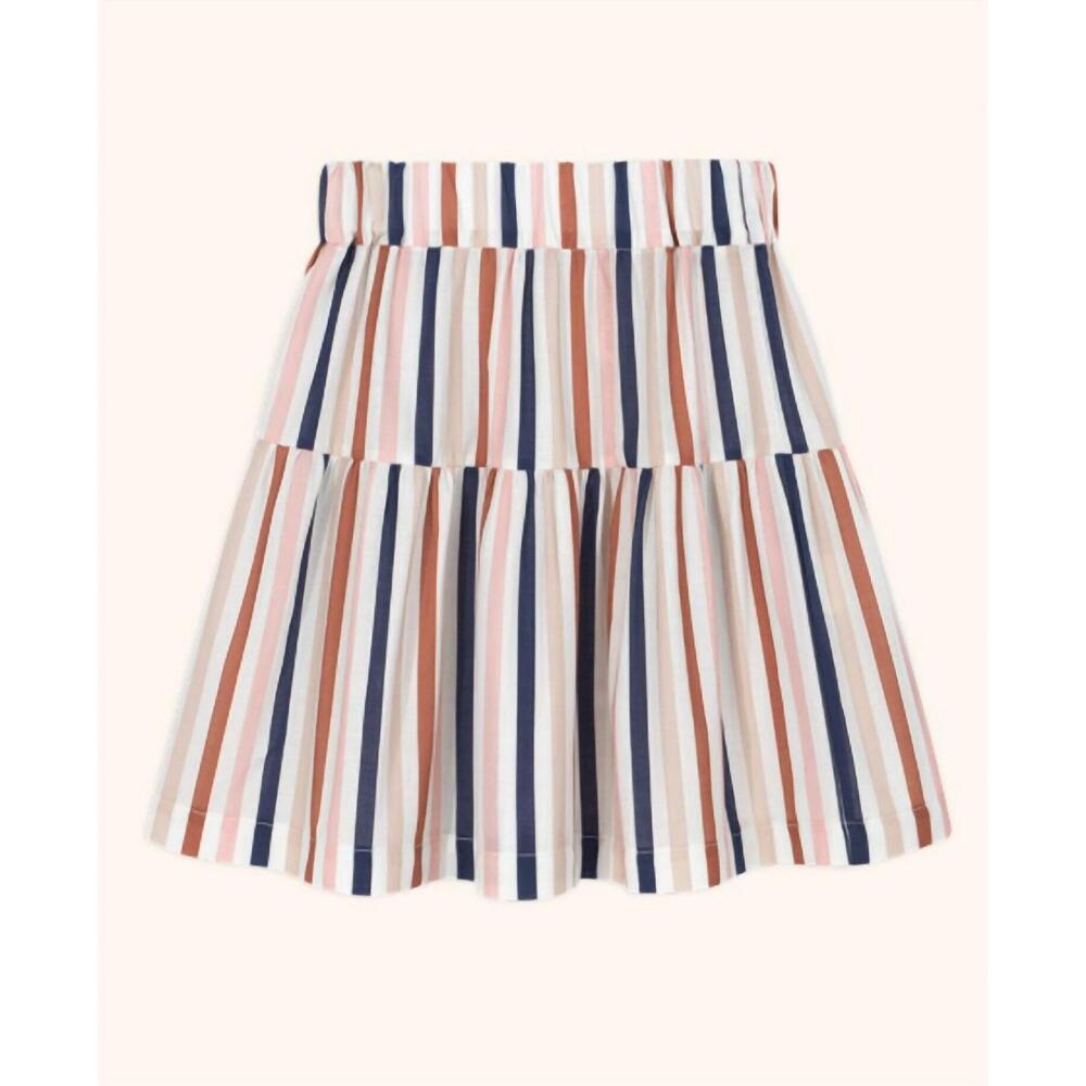 NEW KIDS ON THE MOON girl's yoke stripe skirt in chocolate time